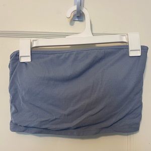 Klassy Network Ribbed Tube Top Brami in Sky Blue, Size Large